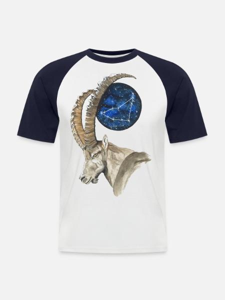 Steinbock mit dem Sternbild Steinbock - Männer Baseball-T-Shirt - Weiß/Navy