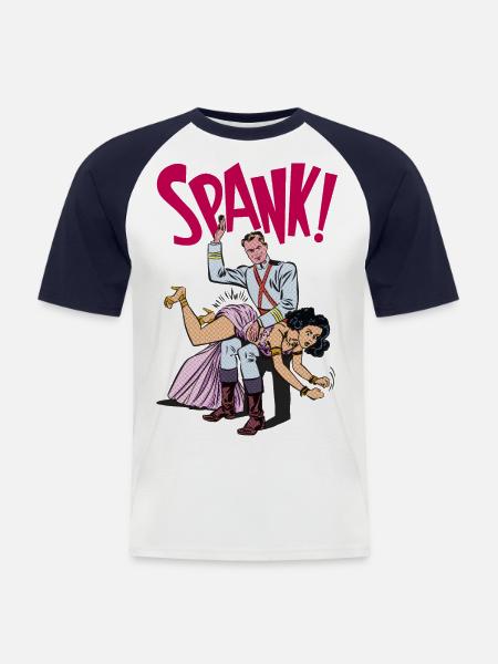 Spank! - Men's Baseball T-Shirt - white/navy