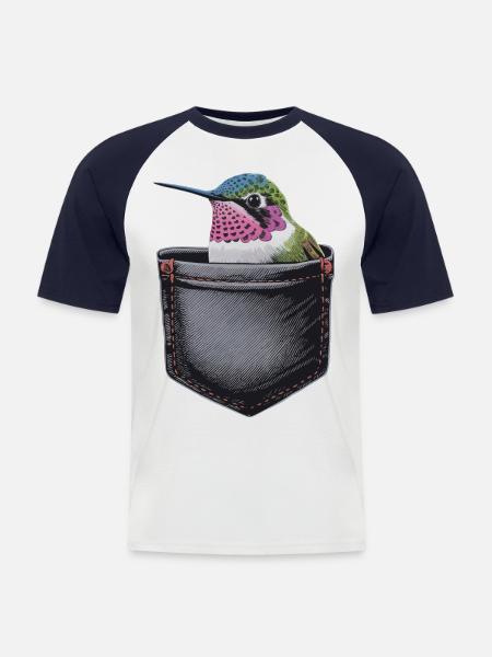 Kolibri - Männer Baseball-T-Shirt - Weiß/Navy