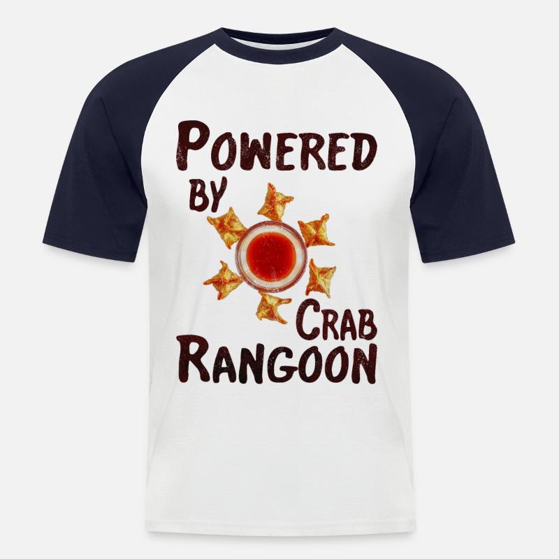 Powered by crab rangoon - Männer Baseball-T-Shirt - Weiß/Navy