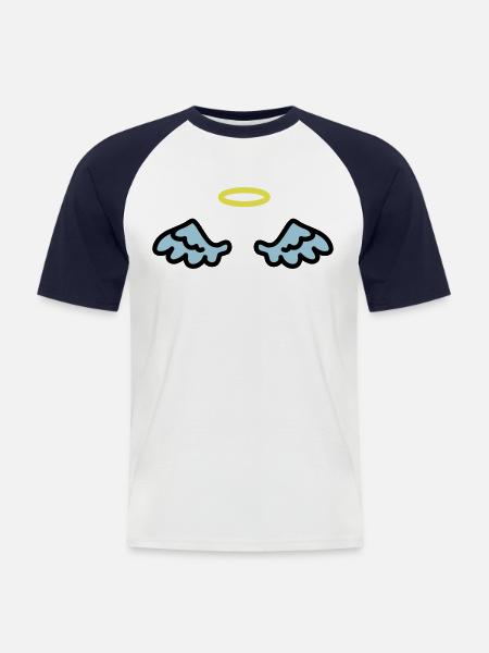 Ailes d'ange - T-shirt baseball manches courtes Homme - blanc/marine