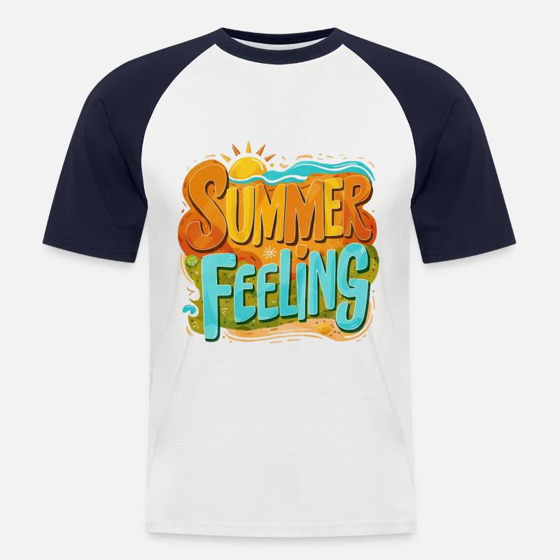 Sommer Feeling - Männer Baseball-T-Shirt - Weiß/Navy