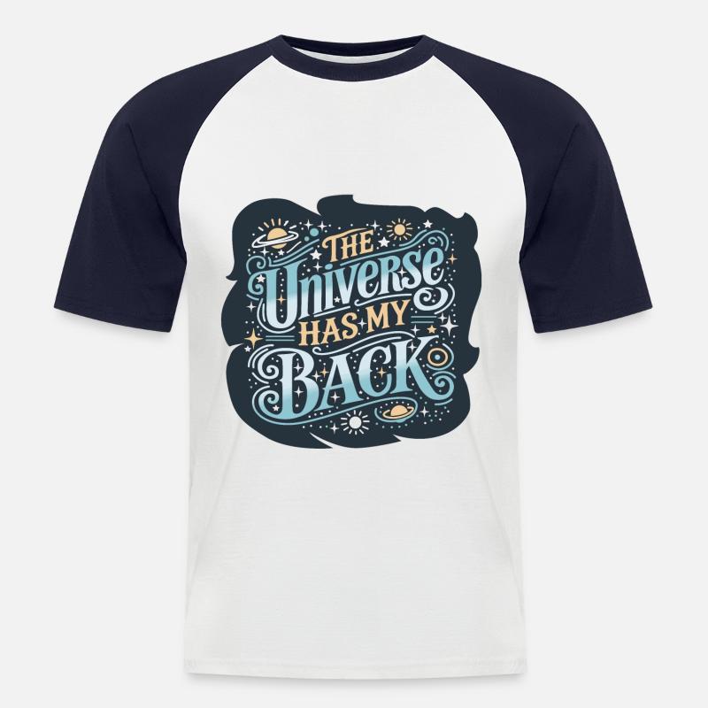 Das Universum - Männer Baseball-T-Shirt - Weiß/Navy