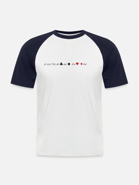L'as de trèfle... - T-shirt baseball manches courtes Homme - blanc/marine