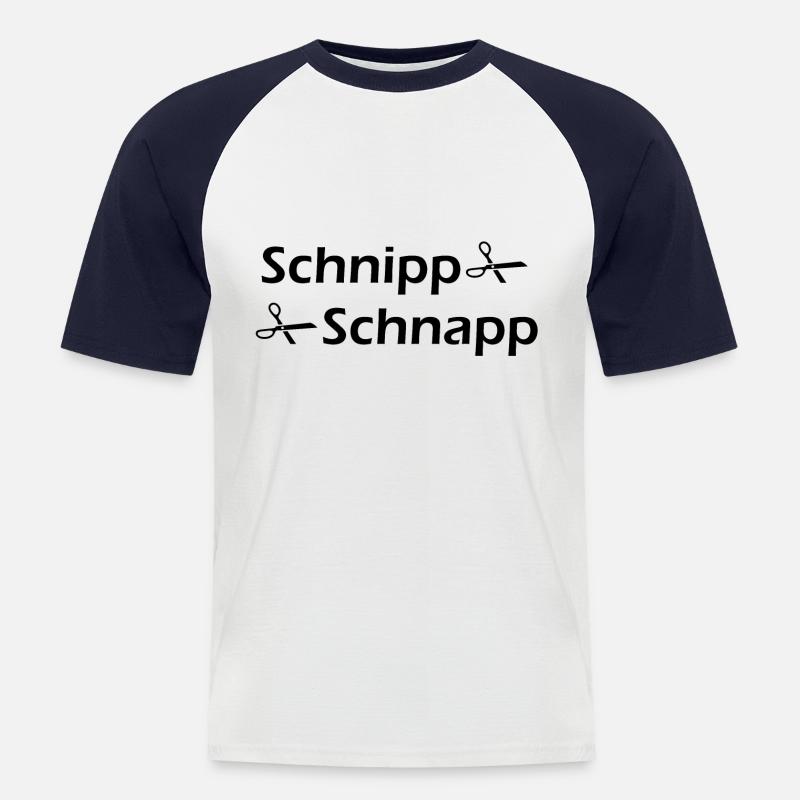 Schnipp Schnapp - Männer Baseball-T-Shirt - Weiß/Navy