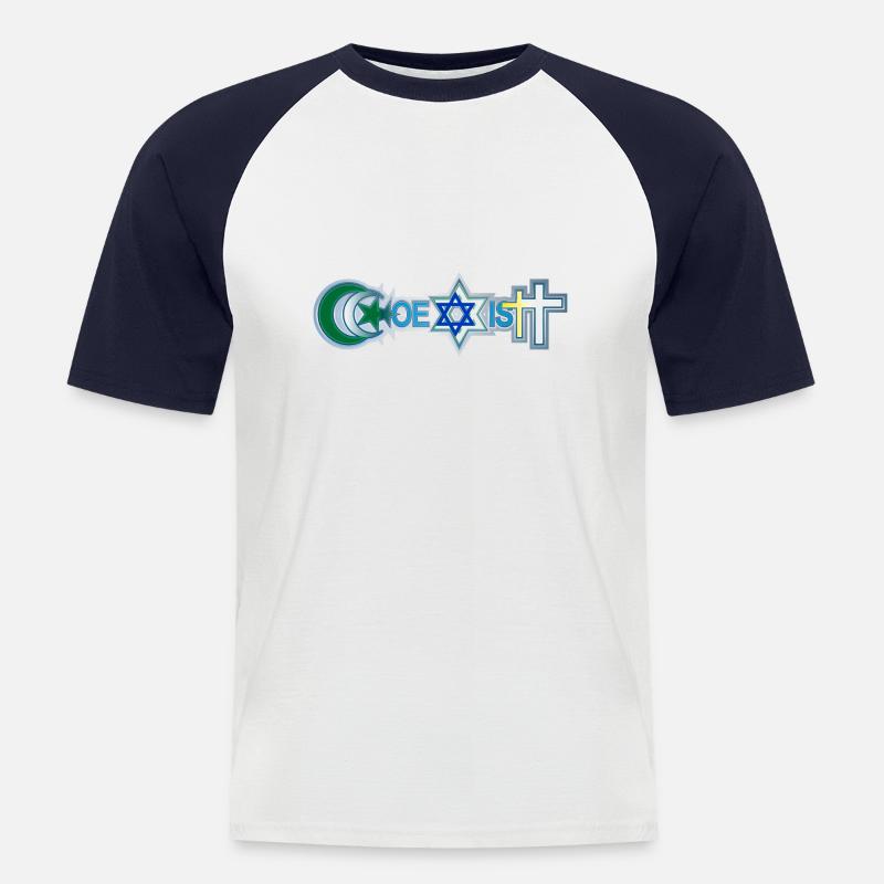 Coexist - Männer Baseball-T-Shirt - Weiß/Navy