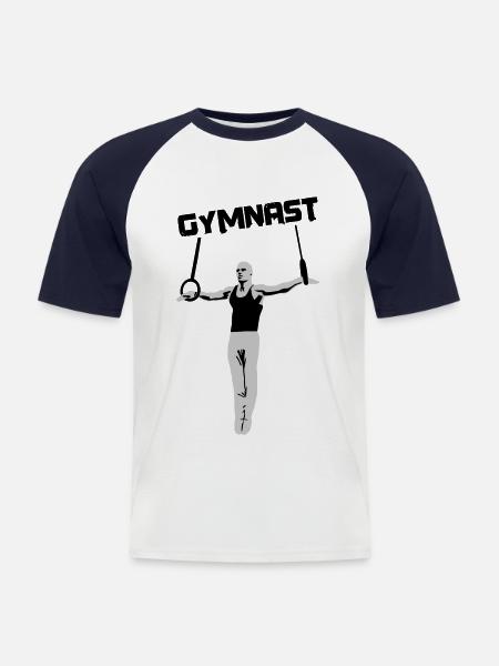 Gymnaste, gymnaste, gymnastique - T-shirt baseball manches courtes Homme - blanc/marine