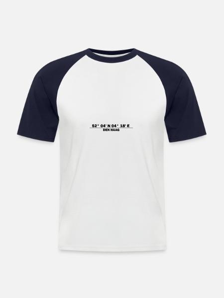 Coordonnées de La Haye - T-shirt baseball manches courtes Homme - blanc/marine