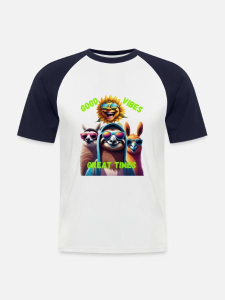 great Times - Männer Baseball-T-Shirt - Weiß/Navy