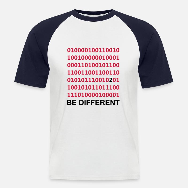 Be Different - Binary - Digital - Men's Baseball T-Shirt - white/navy