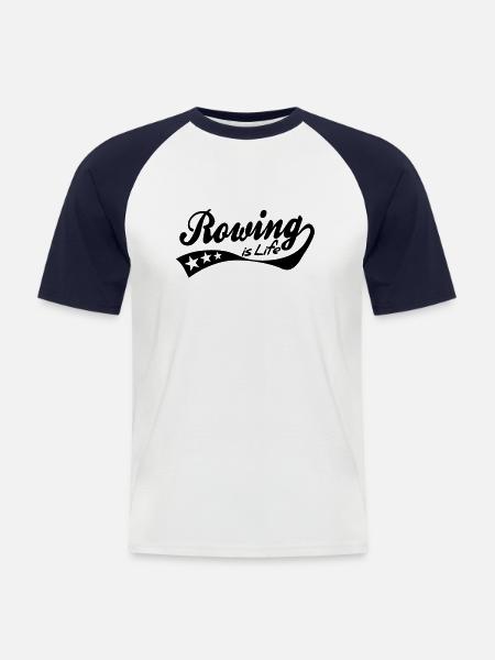rowing is life - retro - Men's Baseball T-Shirt - white/navy