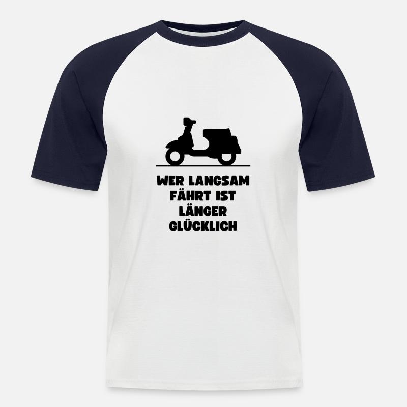 Passionierter Rollerfahrer oder Mofafahrer - Männer Baseball-T-Shirt - Weiß/Navy