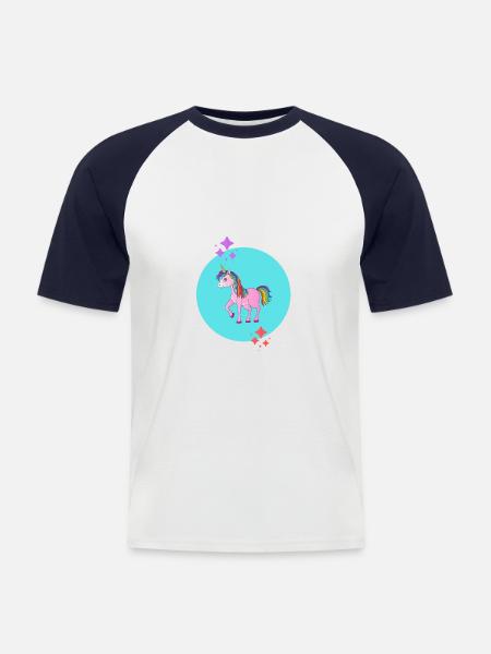 Einhorn - Männer Baseball-T-Shirt - Weiß/Navy