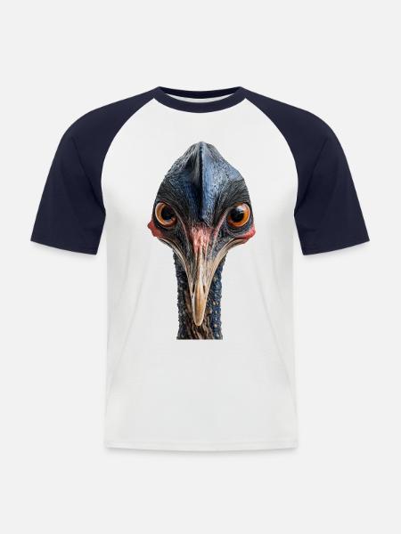 Kasuar - Männer Baseball-T-Shirt - Weiß/Navy