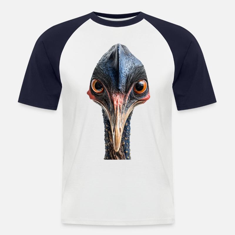 Kasuar - Männer Baseball-T-Shirt - Weiß/Navy