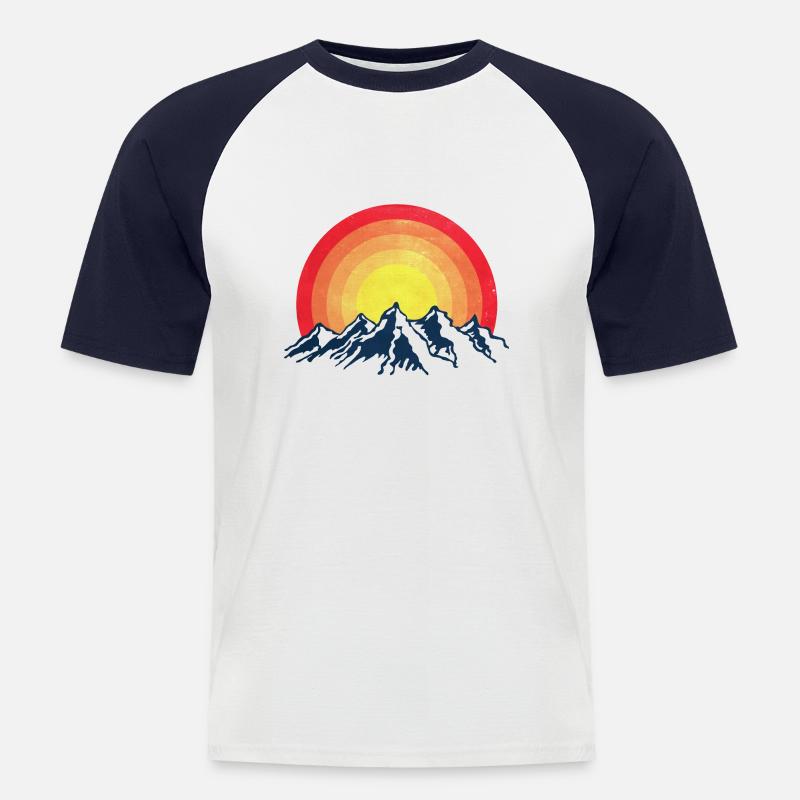 Retro Berge - Männer Baseball-T-Shirt - Weiß/Navy