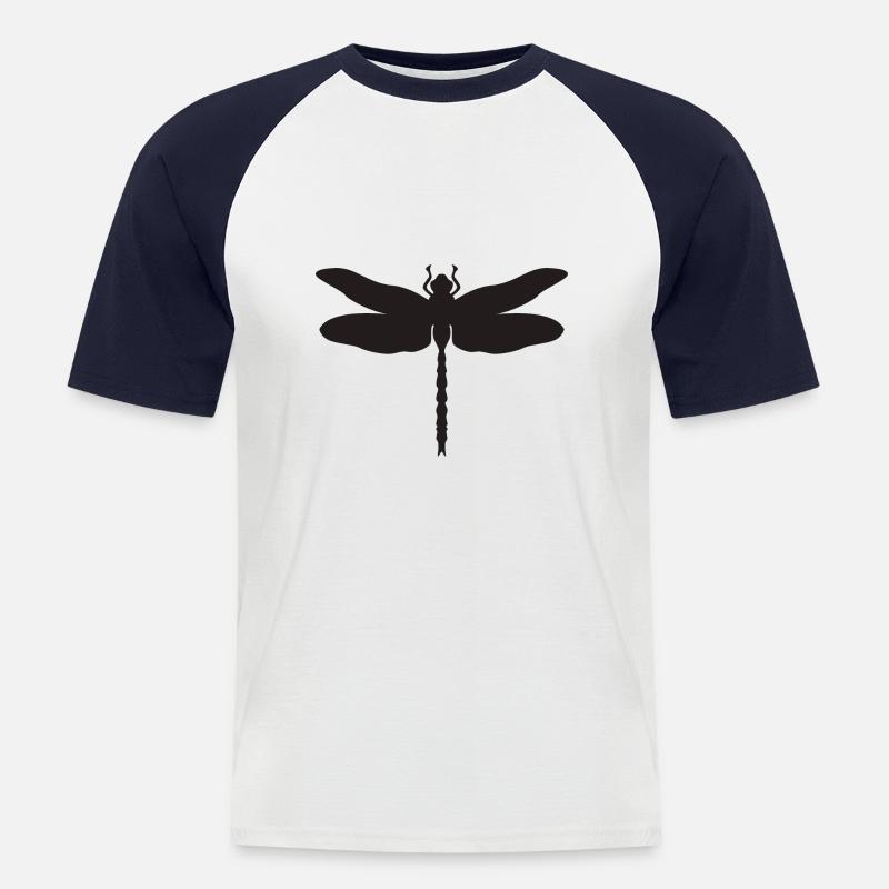 Libelle - Männer Baseball-T-Shirt - Weiß/Navy
