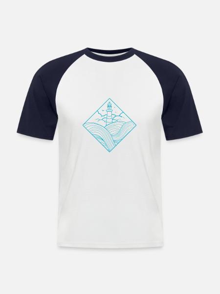 lighthouse - Men's Baseball T-Shirt - white/navy
