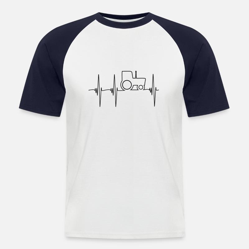 Traktor puls 01 - Männer Baseball-T-Shirt - Weiß/Navy