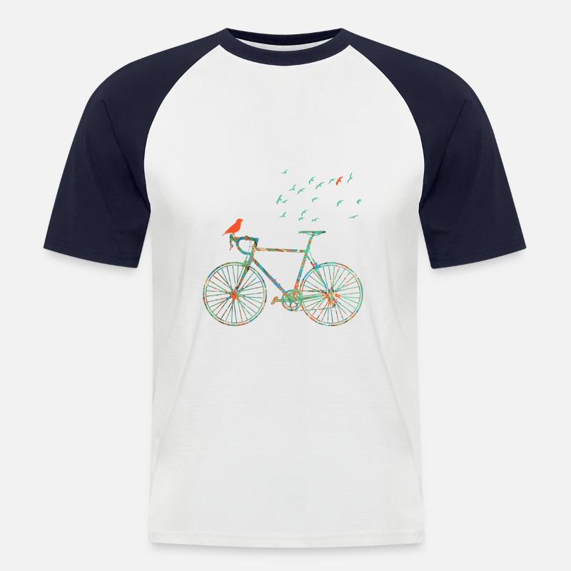 fahrrad e 4 - Männer Baseball-T-Shirt - Weiß/Navy
