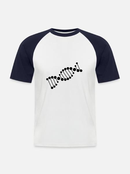 DNA-streng symbool chromosoom - Mannen baseballshirt korte mouw - wit/navy