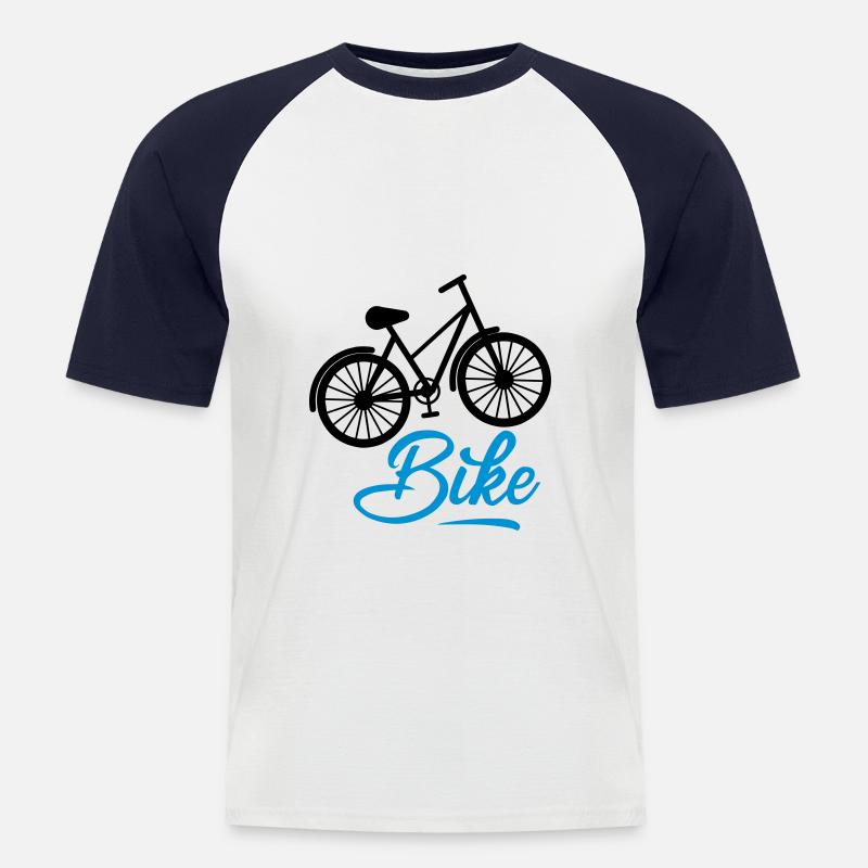 Fahrrad - Männer Baseball-T-Shirt - Weiß/Navy