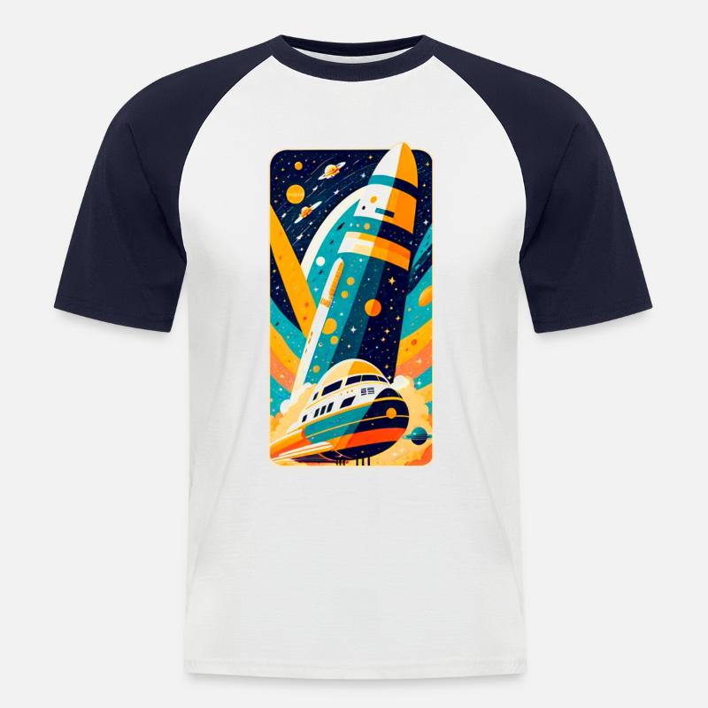 Space Shuttle - Männer Baseball-T-Shirt - Weiß/Navy