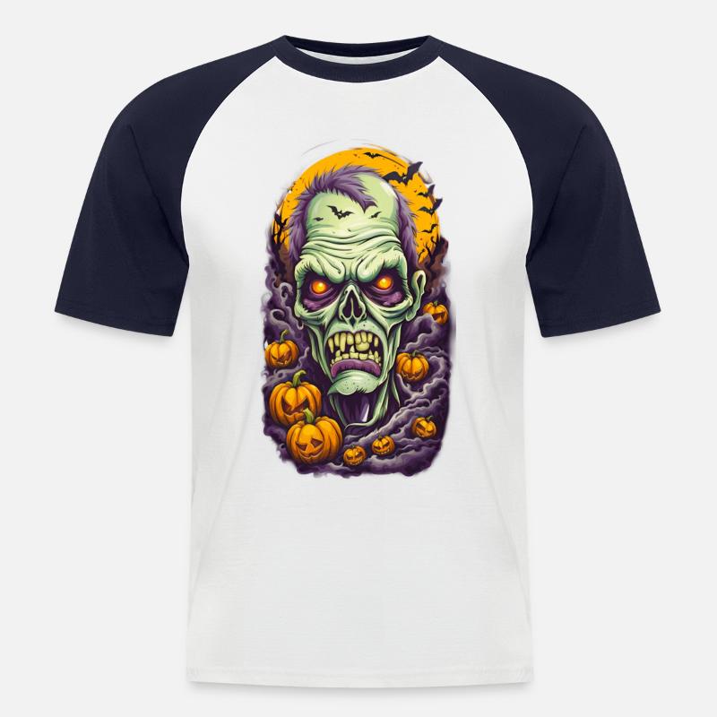 Halloween Zombie - Männer Baseball-T-Shirt - Weiß/Navy