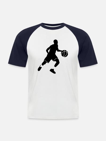 Basketballer Silhouette - Männer Baseball-T-Shirt - Weiß/Navy
