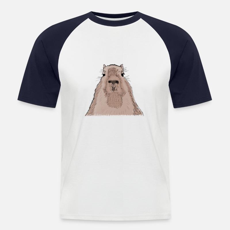 Capibara - capibara - Maglia da baseball a manica corta da uomo - bianco/navy