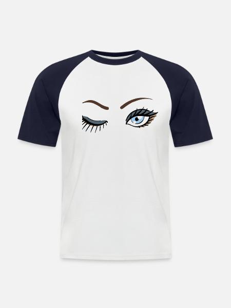 Eyes wink - Men's Baseball T-Shirt - white/navy