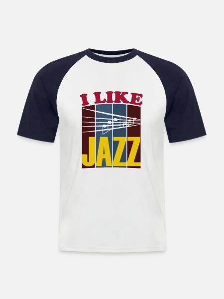 I like Jazz white - Men's Baseball T-Shirt - white/navy