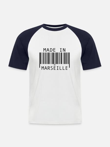 Made in Marseille - Men's Baseball T-Shirt - white/navy