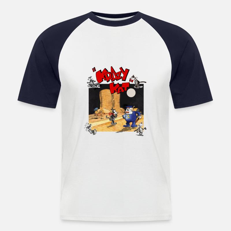 krazy kat Comics - Männer Baseball-T-Shirt - Weiß/Navy