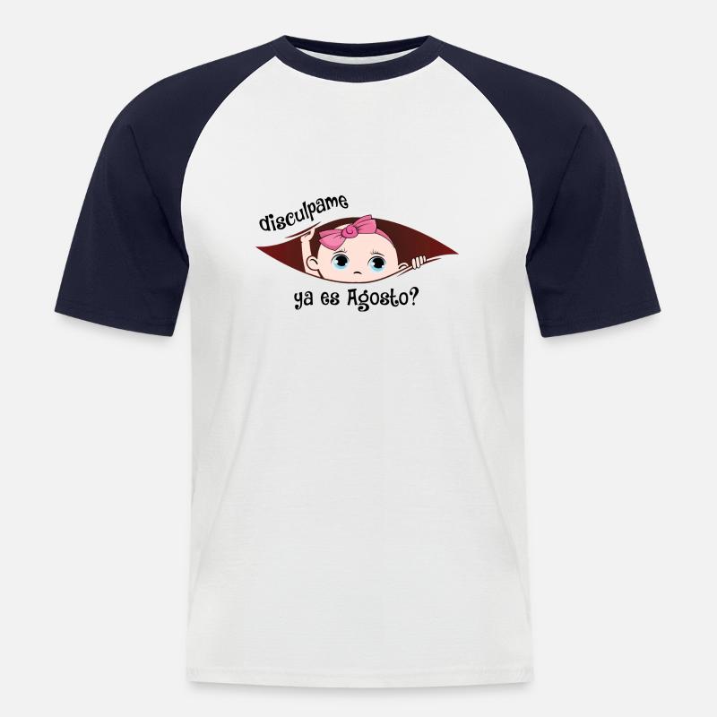 Disculpame Ya Es Agosto Bebita - Männer Baseball-T-Shirt - Weiß/Navy
