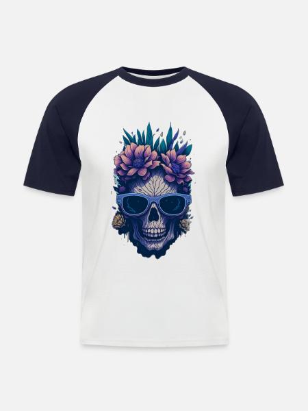 Astro Floral Fantasy - Men's Baseball T-Shirt - white/navy