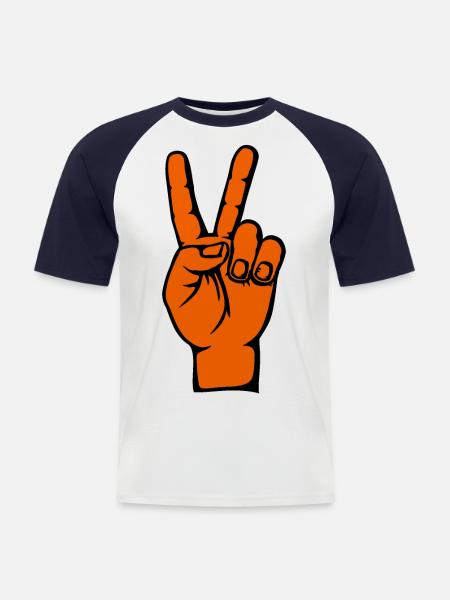 Helloween Peace Victory Symbol - Men's Baseball T-Shirt - white/navy