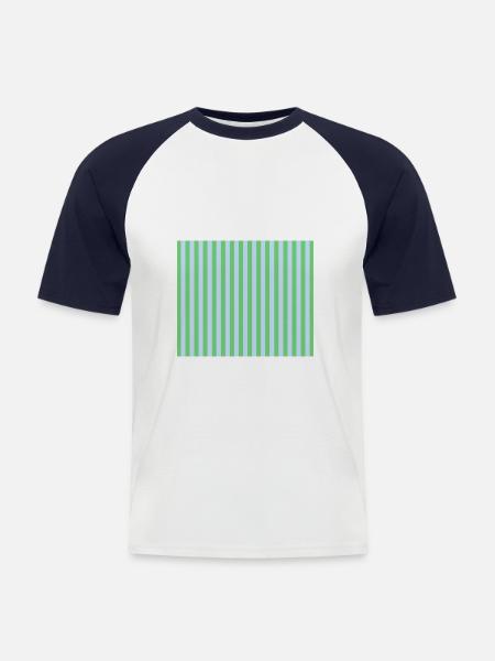 Stripes Grün Hellblau - Men's Baseball T-Shirt - white/navy