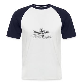 Sauberer Grafikhai - Männer Baseball-T-Shirt - Weiß/Navy - Vorne - Nik (191cm)