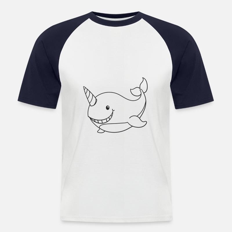Narwal, Wale, Geschenk, Geschenkidee - Männer Baseball-T-Shirt - Weiß/Navy
