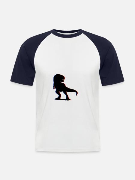 Dino in 3D - Men's Baseball T-Shirt - white/navy