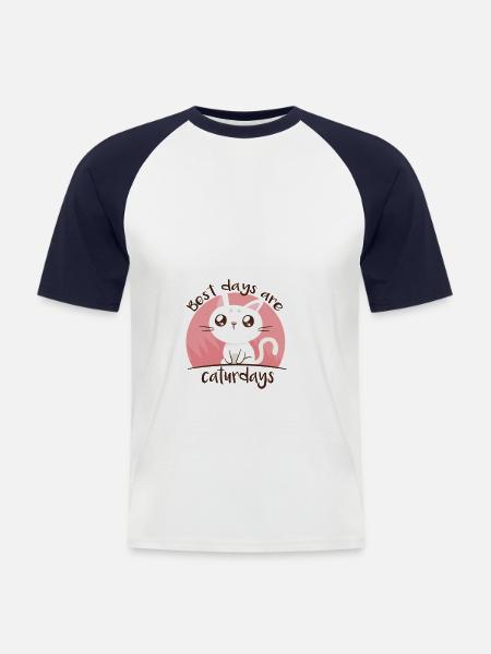 caturday cat - Men's Baseball T-Shirt - white/navy