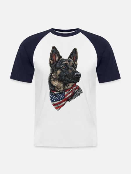 Deutscher Schäferhund - Männer Baseball-T-Shirt - Weiß/Navy