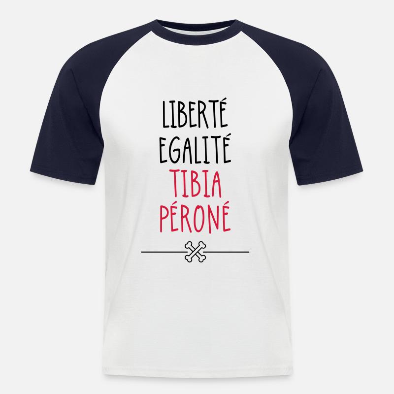 Liberté Tibia Péroné - T-shirt baseball manches courtes Homme - blanc/marine