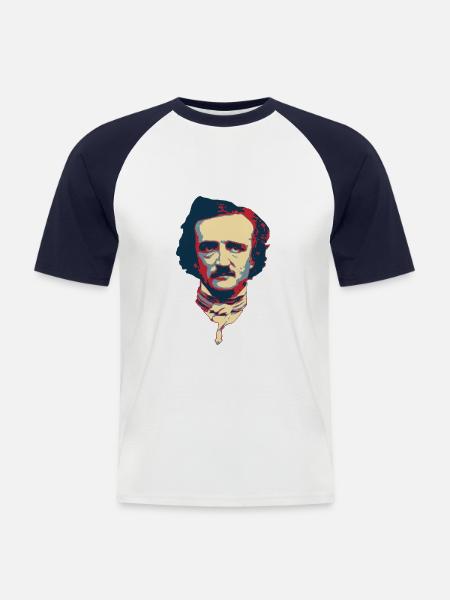 Edgar Allan PoePopArt - Männer Baseball-T-Shirt - Weiß/Navy