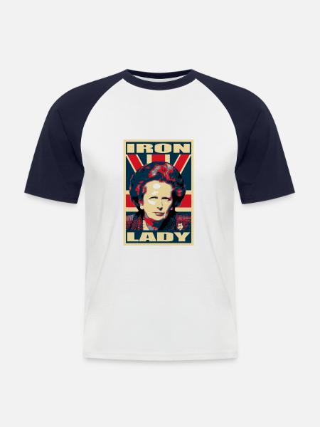 Iron Lady PropagandaPlakat PopArt - Männer Baseball-T-Shirt - Weiß/Navy