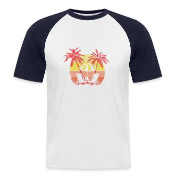 Beach Chairs Umbrella Summer Sunset 80s Palm - Men's Baseball T-Shirt - white/navy - Front - Nik (191cm)