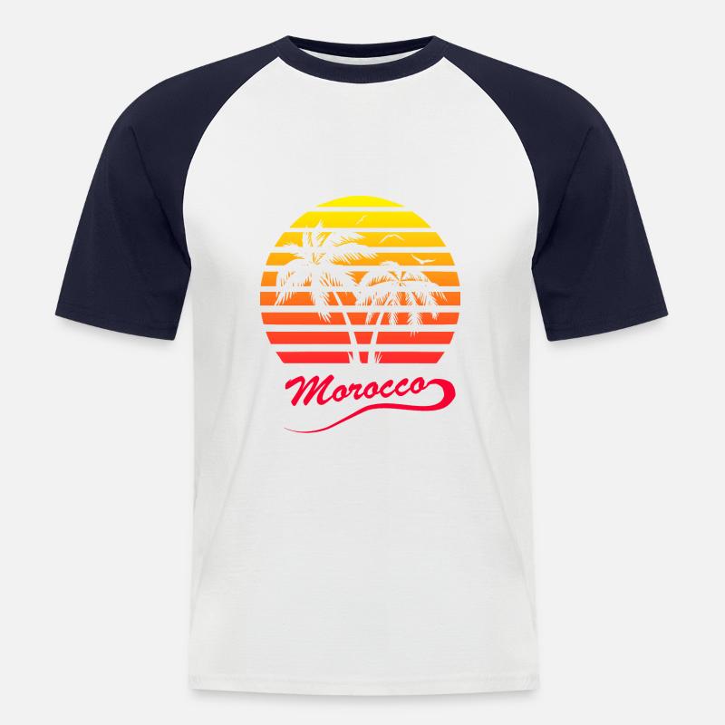 Marokko - Männer Baseball-T-Shirt - Weiß/Navy
