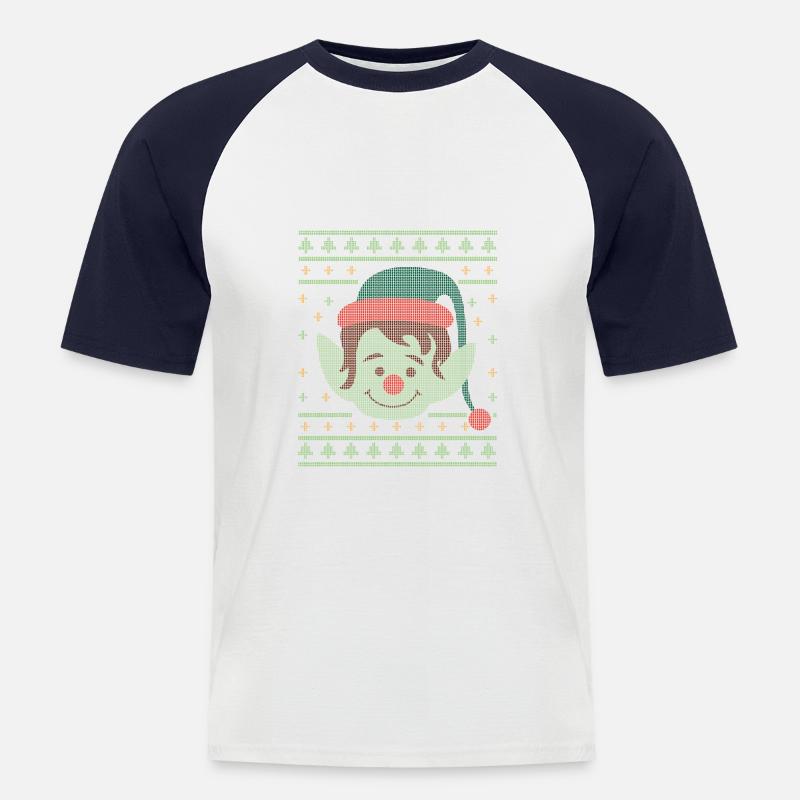 Christmas Elf hässliche Strickjacke - Männer Baseball-T-Shirt - Weiß/Navy