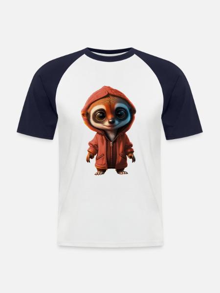Charming meerkat in hooded jacket - Men's Baseball T-Shirt - white/navy